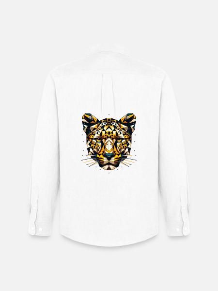 Geometric Leopard Head Polygons Motif - Men's Oxford Shirt by Stanley/Stella - white