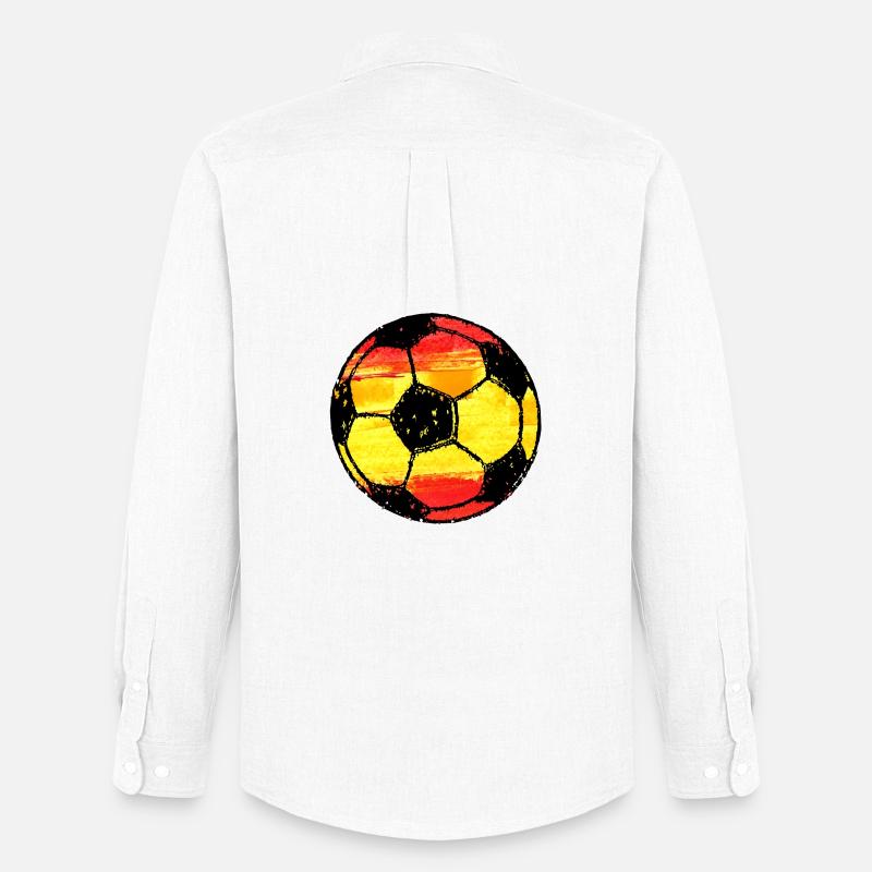 Fodbold Spanien - rød, gul, rød - Oxfordskjorte herre Stanley/Stella - hvid
