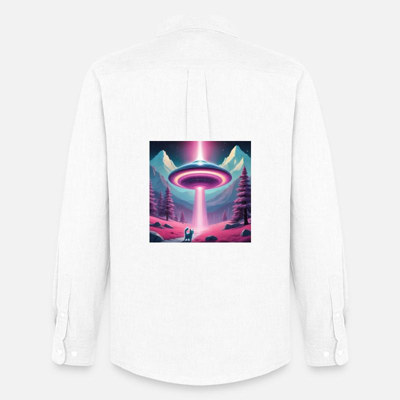 Ufo mit Kätzchen - Männer Oxford Hemd von Stanley/Stella - Weiß