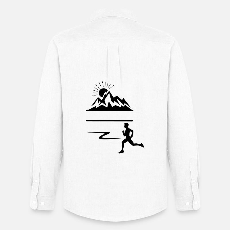 Runner Man Berge - Männer Oxford Hemd von Stanley/Stella - Weiß