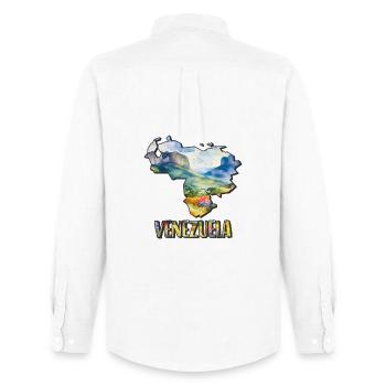 Watercolor Map Venezuela - Men's Oxford Shirt by Stanley/Stella - white - Back - AI Model Male 185 dark (185cm)