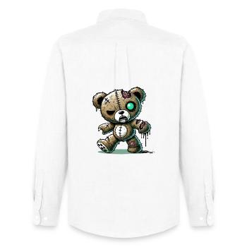 gruseliger Zombie-Teddy für Halloween Spaß - Männer Oxford Hemd von Stanley/Stella - Weiß - Hinten - AI Model Male 185 dark (185cm)