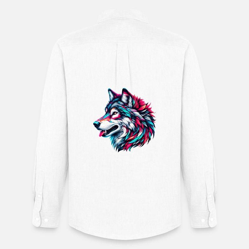 Wolf - Männer Oxford Hemd von Stanley/Stella - Weiß