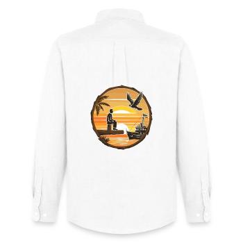 Caribbean Landscape - Men's Oxford Shirt by Stanley/Stella - white - Back - AI Model Male 185 dark (185cm)