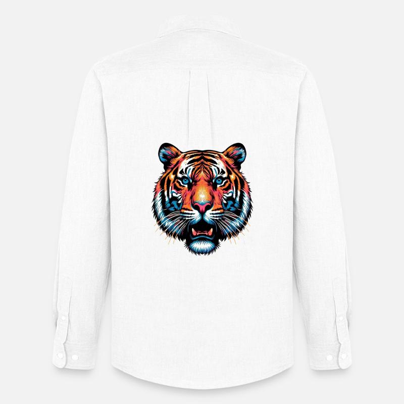 Tiger - Männer Oxford Hemd von Stanley/Stella - Weiß