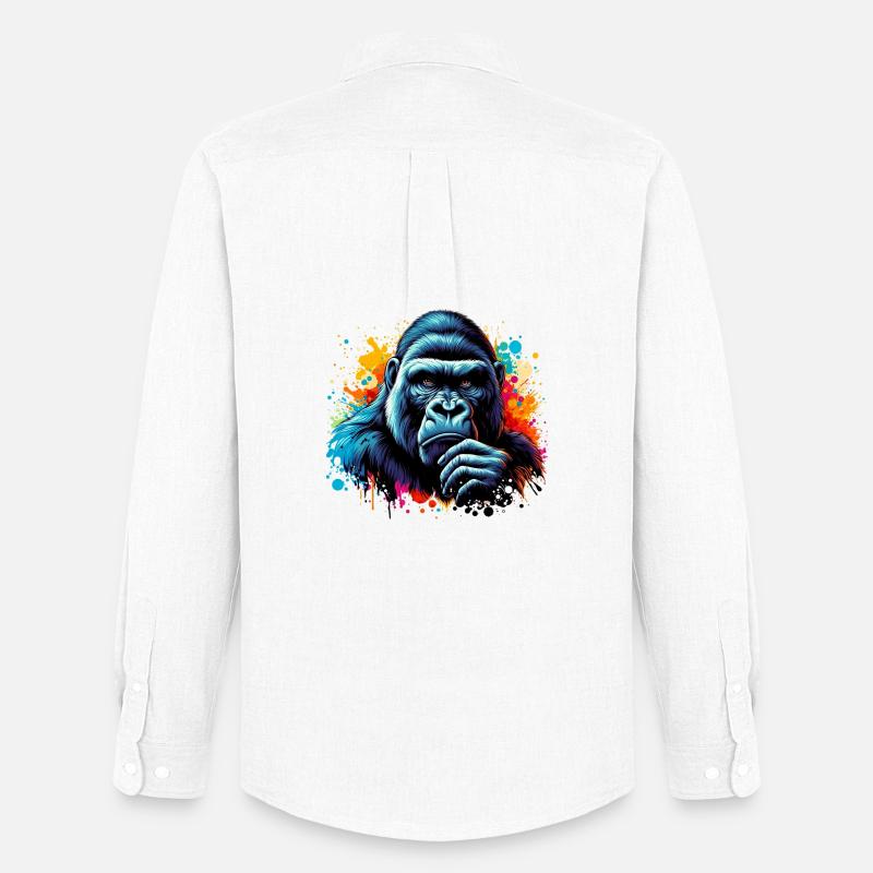 Gorilla - Männer Oxford Hemd von Stanley/Stella - Weiß