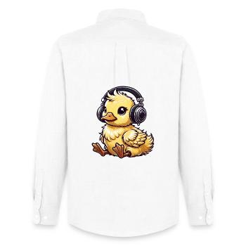 Cute Chick Headphone Motif - Men's Oxford Shirt by Stanley/Stella - white - Back - AI Model Male 185 dark (185cm)