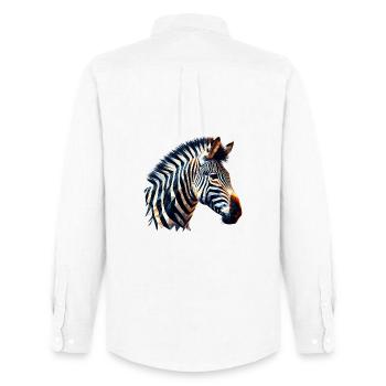 Polygonales Zebra - Männer Oxford Hemd von Stanley/Stella - Weiß - Hinten - AI Model Male 185 dark (185cm)
