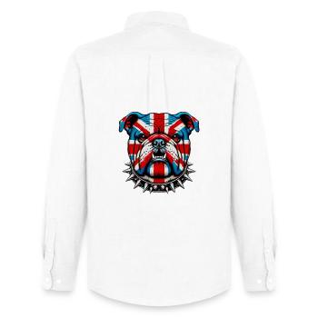Bouledogue anglais Chien - Chemise Oxford homme Stanley/Stella - blanc - Dos - AI Model Male 185 dark (185cm)