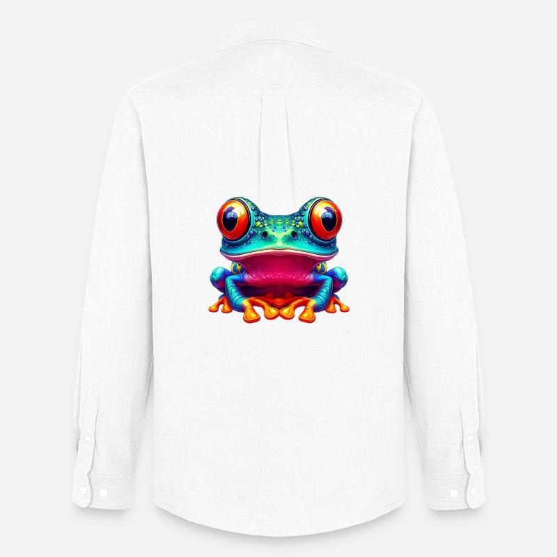Frosch - Männer Oxford Hemd von Stanley/Stella - Weiß