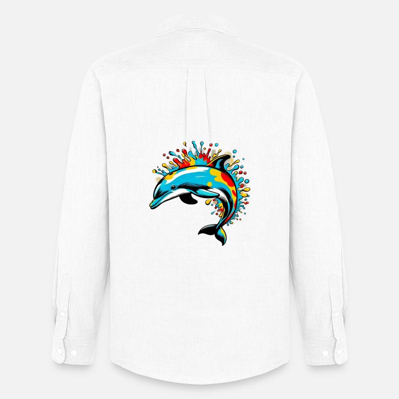 Delfin - Männer Oxford Hemd von Stanley/Stella - Weiß