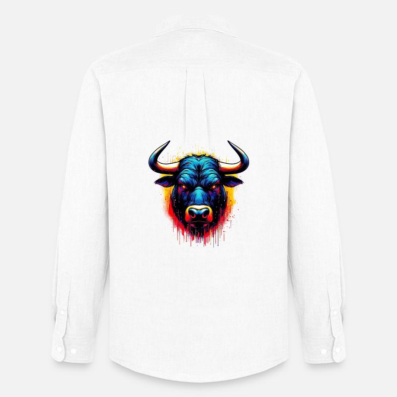 Stier - Männer Oxford Hemd von Stanley/Stella - Weiß