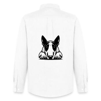 Bull Terrier Head with Paws - Men's Oxford Shirt by Stanley/Stella - white - Back - AI Model Male 185 dark (185cm)