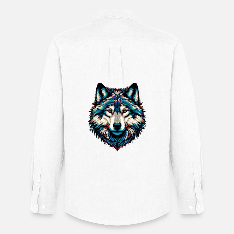 Wolf - Männer Oxford Hemd von Stanley/Stella - Weiß