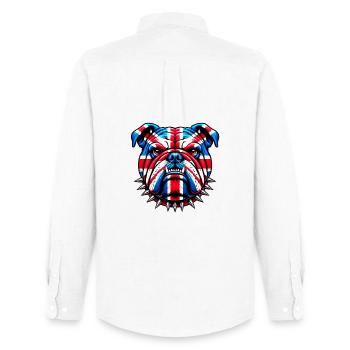 Bouledogue anglais Chien - Chemise Oxford homme Stanley/Stella - blanc - Dos - AI Model Male 185 dark (185cm)