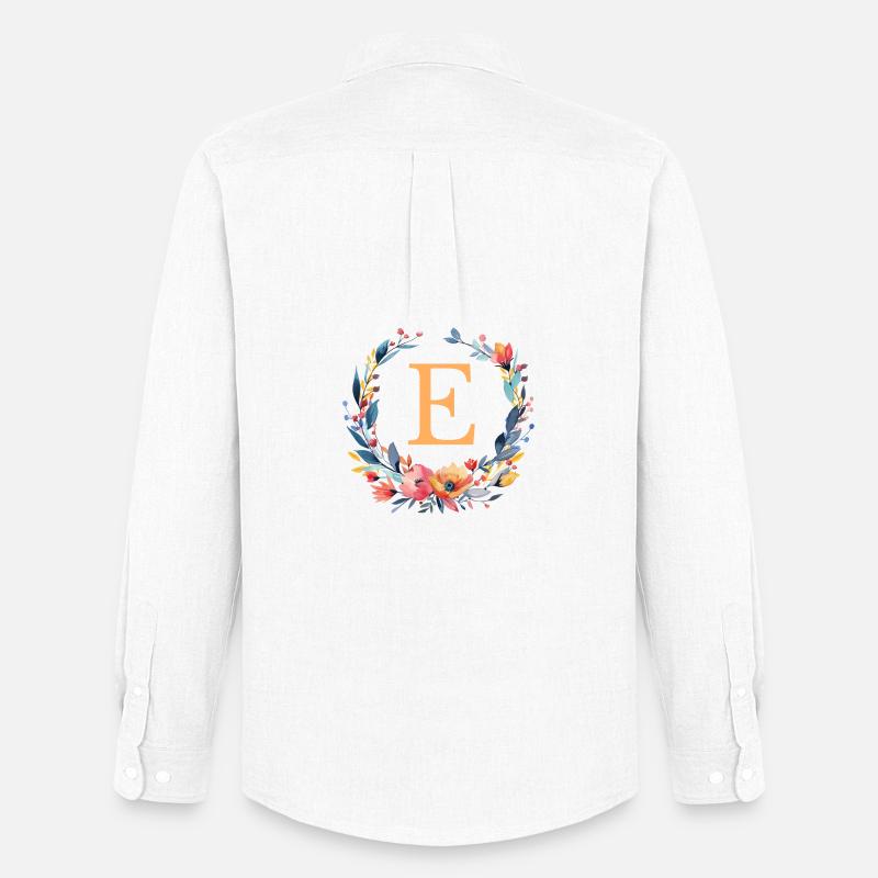 E Monogramm, Blumen-Kranz, personalisierbar - Männer Oxford Hemd von Stanley/Stella - Weiß