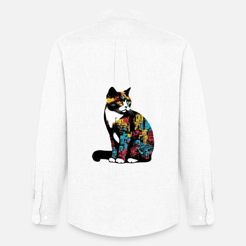 Katze - Männer Oxford Hemd von Stanley/Stella - Weiß