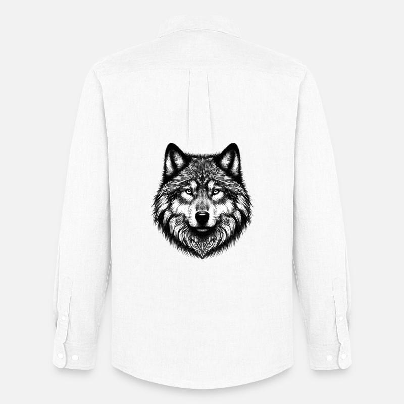 Wolf - Männer Oxford Hemd von Stanley/Stella - Weiß