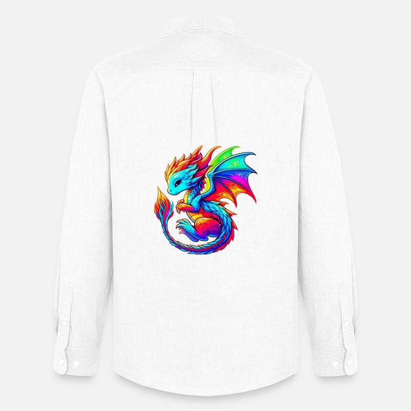 Drache - Männer Oxford Hemd von Stanley/Stella - Weiß