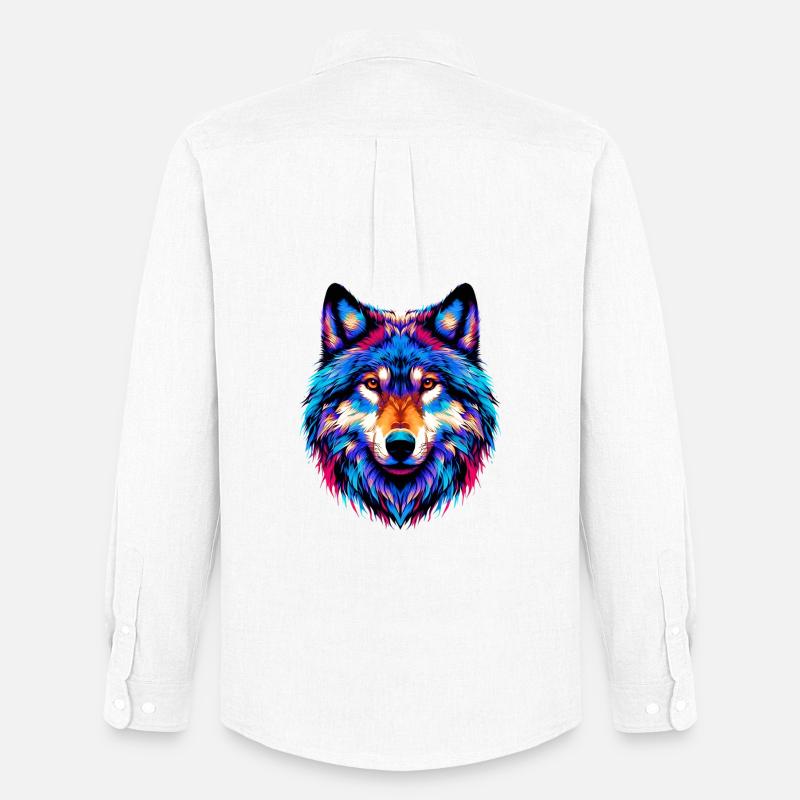 Wolf - Männer Oxford Hemd von Stanley/Stella - Weiß
