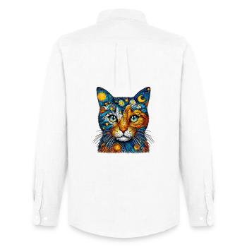 Cat - Men's Oxford Shirt by Stanley/Stella - white - Back - AI Model Male 185 dark (185cm)