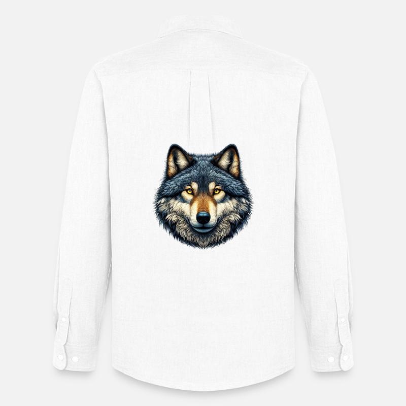 Wolf - Männer Oxford Hemd von Stanley/Stella - Weiß