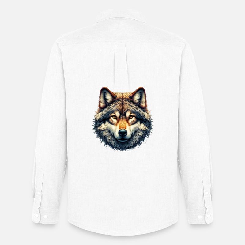 Wolf - Männer Oxford Hemd von Stanley/Stella - Weiß