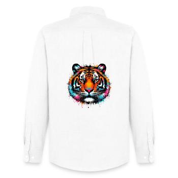 Tiger - Men's Oxford Shirt by Stanley/Stella - white - Back - AI Model Male 185 dark (185cm)