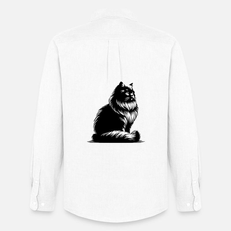 Britisch Langhaar Katze - Männer Oxford Hemd von Stanley/Stella - Weiß
