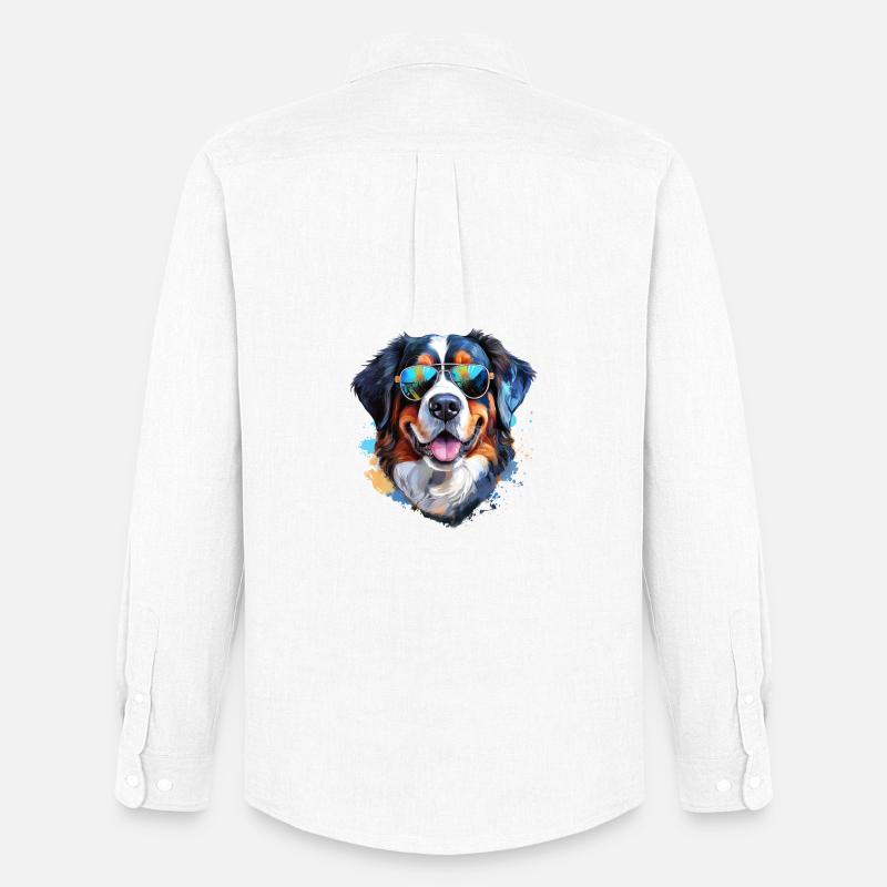 Berner Sennenhund mit Sonnenbrille - Männer Oxford Hemd von Stanley/Stella - Weiß