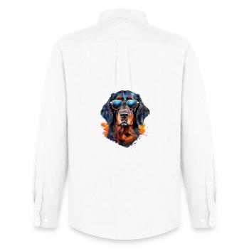 Gordon Setter with sunglasses - Men's Oxford Shirt by Stanley/Stella - white - Back - AI Model Male 185 dark (185cm)