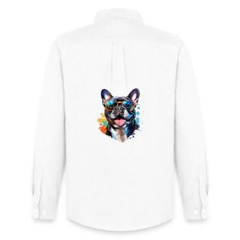 Frenchie with sunglasses - Men's Oxford Shirt by Stanley/Stella - white - Back - AI Model Male 185 dark (185cm)