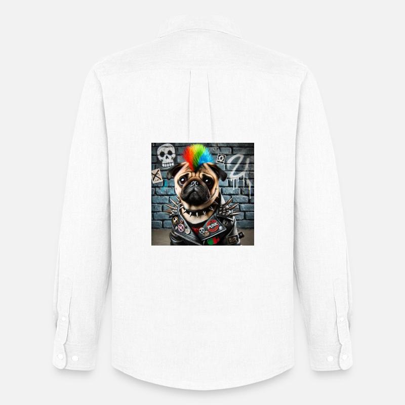 Punk Mops mit Regenbogenmähne - Männer Oxford Hemd von Stanley/Stella - Weiß