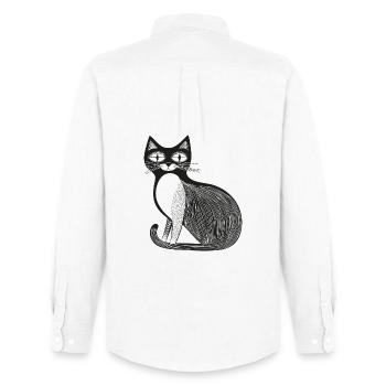 Chat - Chemise Oxford homme Stanley/Stella - blanc - Dos - AI Model Male 185 dark (185cm)