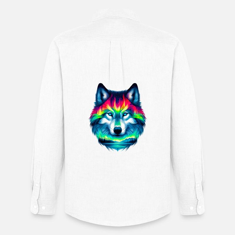 Wolf - Männer Oxford Hemd von Stanley/Stella - Weiß