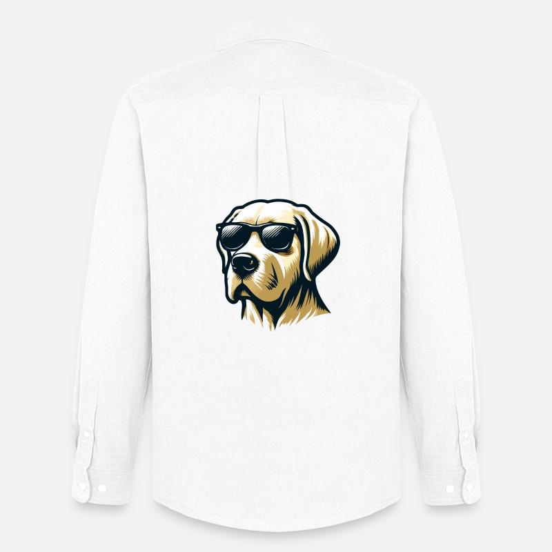 Labrador Head mit Sonnenbrille - Männer Oxford Hemd von Stanley/Stella - Weiß