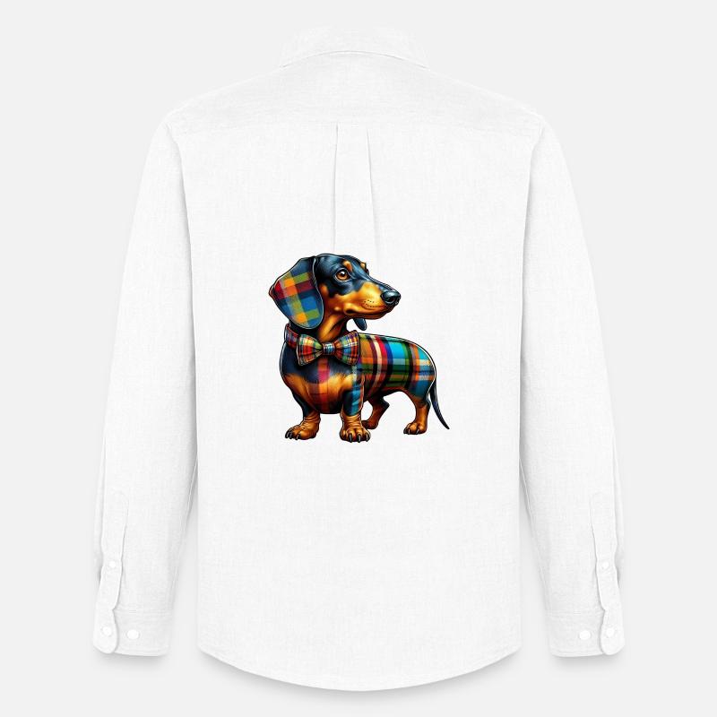 Dachshund - Männer Oxford Hemd von Stanley/Stella - Weiß