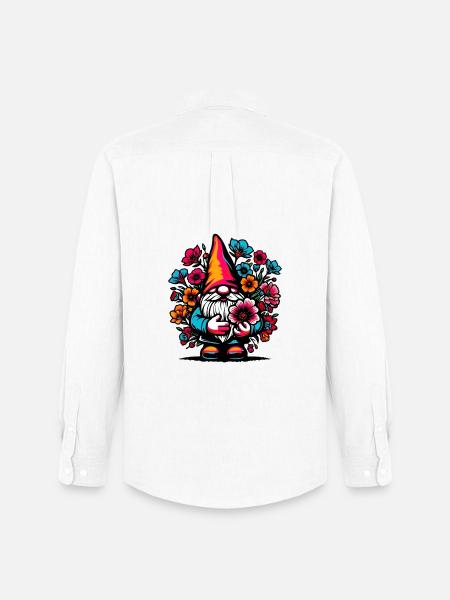 Gnome with Flowers - Men's Oxford Shirt by Stanley/Stella - white