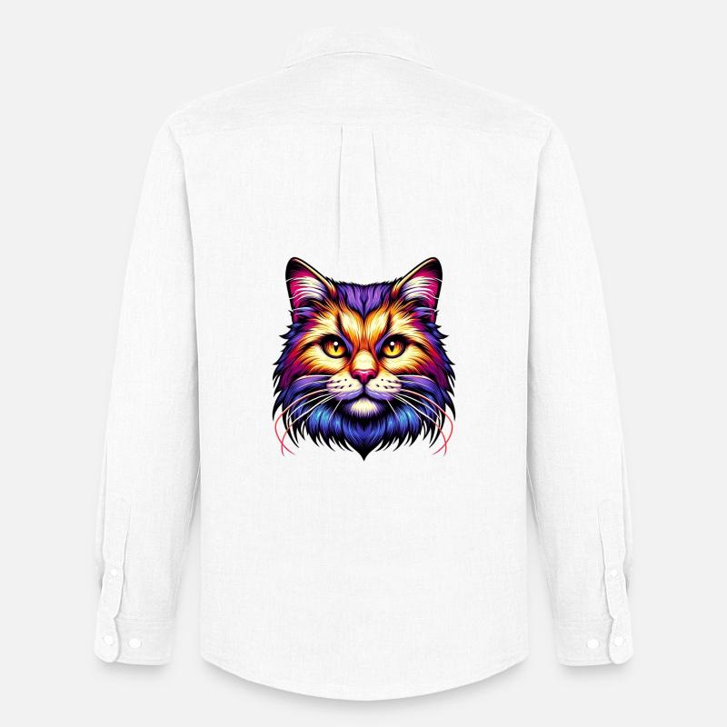 Katze - Männer Oxford Hemd von Stanley/Stella - Weiß