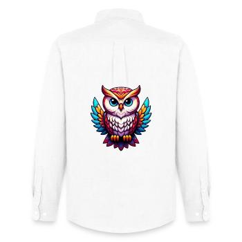 Owl - Men's Oxford Shirt by Stanley/Stella - white - Back - AI Model Male 185 dark (185cm)