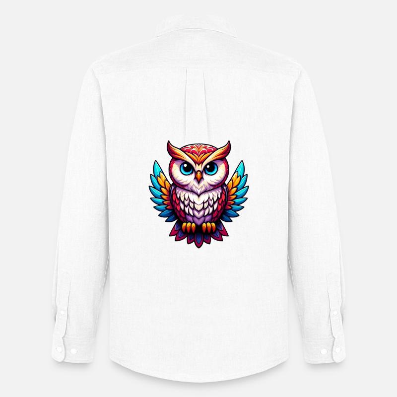 Eule - Männer Oxford Hemd von Stanley/Stella - Weiß