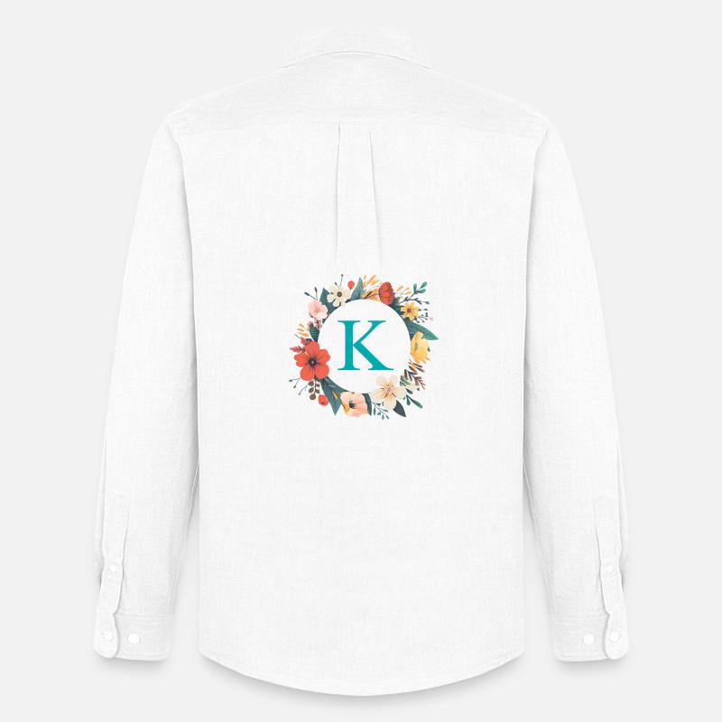 K Monogramm, Blumen-Kranz, personalisierbar - Männer Oxford Hemd von Stanley/Stella - Weiß