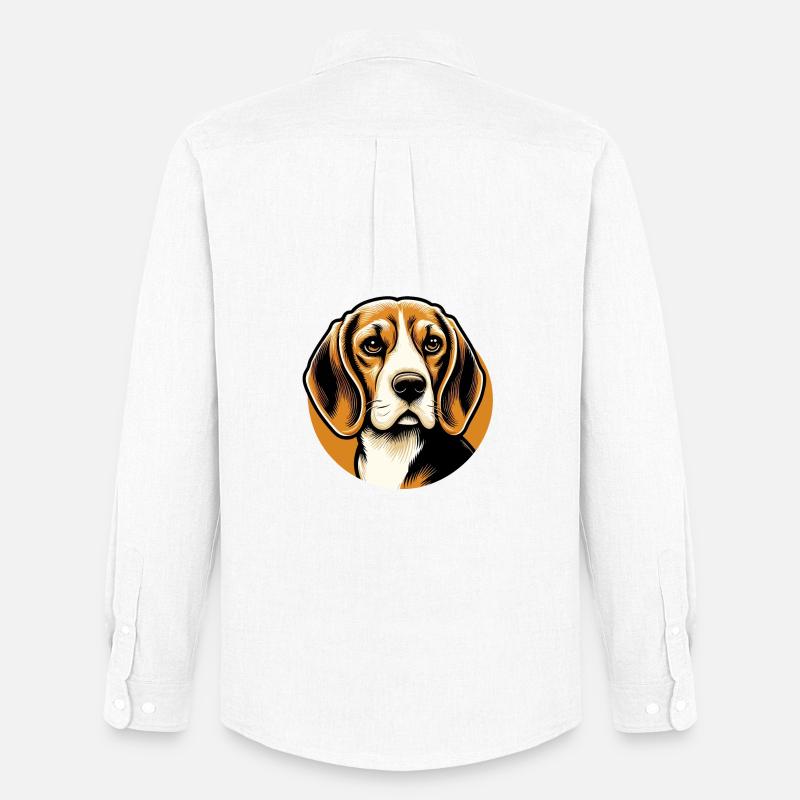 Beagle Hundekopf - Männer Oxford Hemd von Stanley/Stella - Weiß