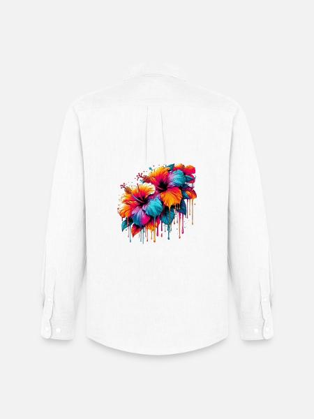 Fleurs d’hibiscus - Chemise Oxford homme Stanley/Stella - blanc