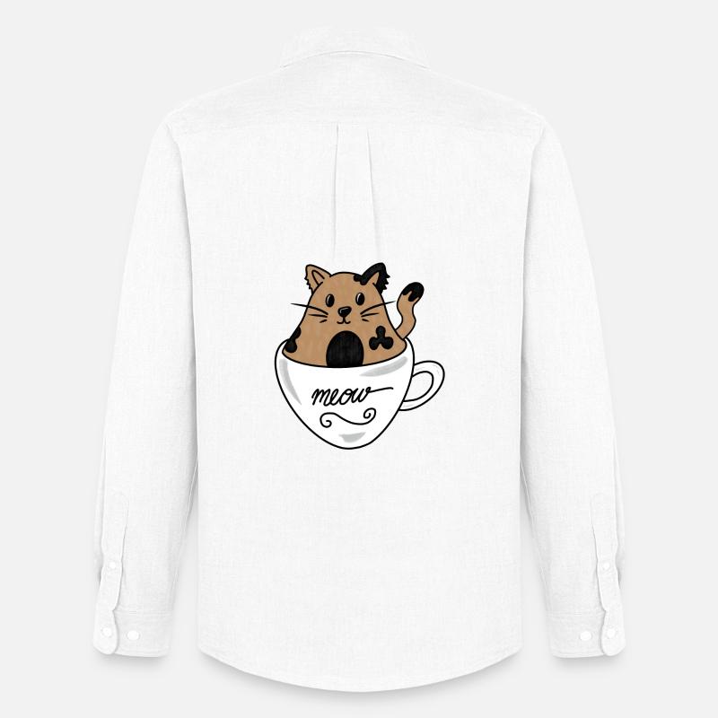 Cup cat - Männer Oxford Hemd von Stanley/Stella - Weiß