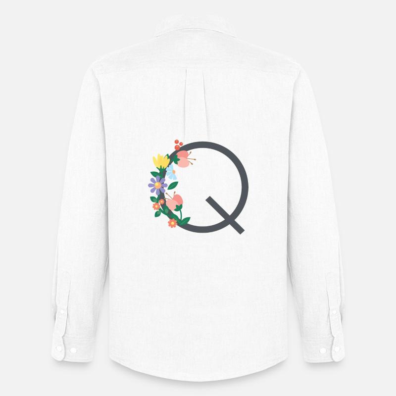 Eleganter Buchstabe 'Q' mit Blumen - Männer Oxford Hemd von Stanley/Stella - Weiß