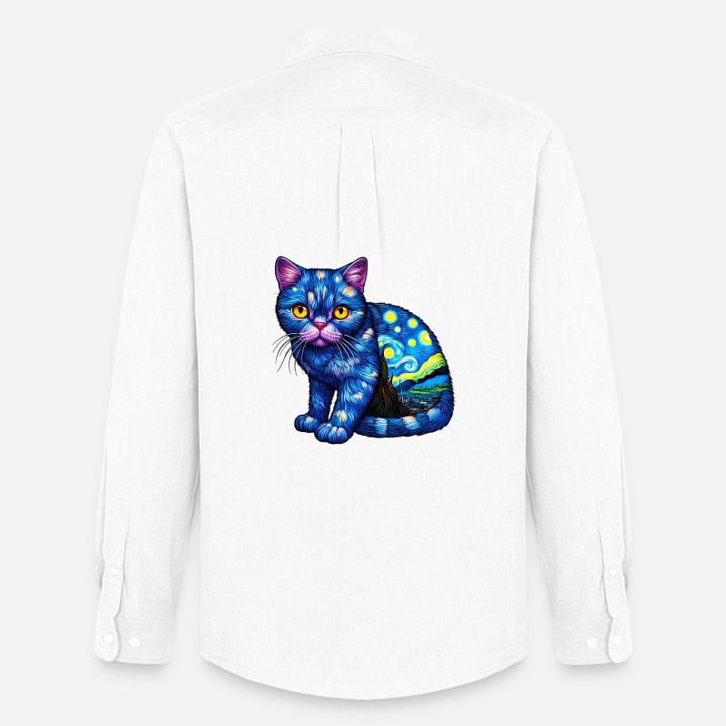 Katze - Männer Oxford Hemd von Stanley/Stella - Weiß