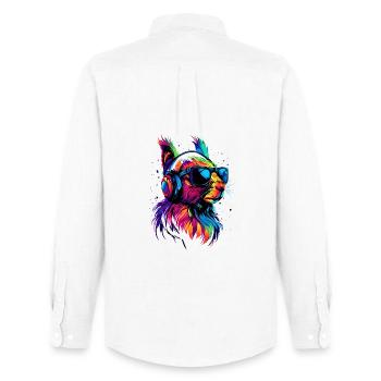 Eichhörnchen Kopfhörer Bunt Popart DJ Eichhörnchen - Männer Oxford Hemd von Stanley/Stella - Weiß - Hinten - AI Model Male 185 dark (185cm)
