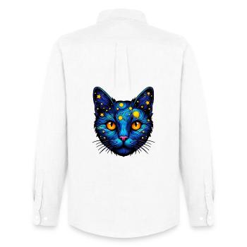 Cat - Men's Oxford Shirt by Stanley/Stella - white - Back - AI Model Male 185 dark (185cm)