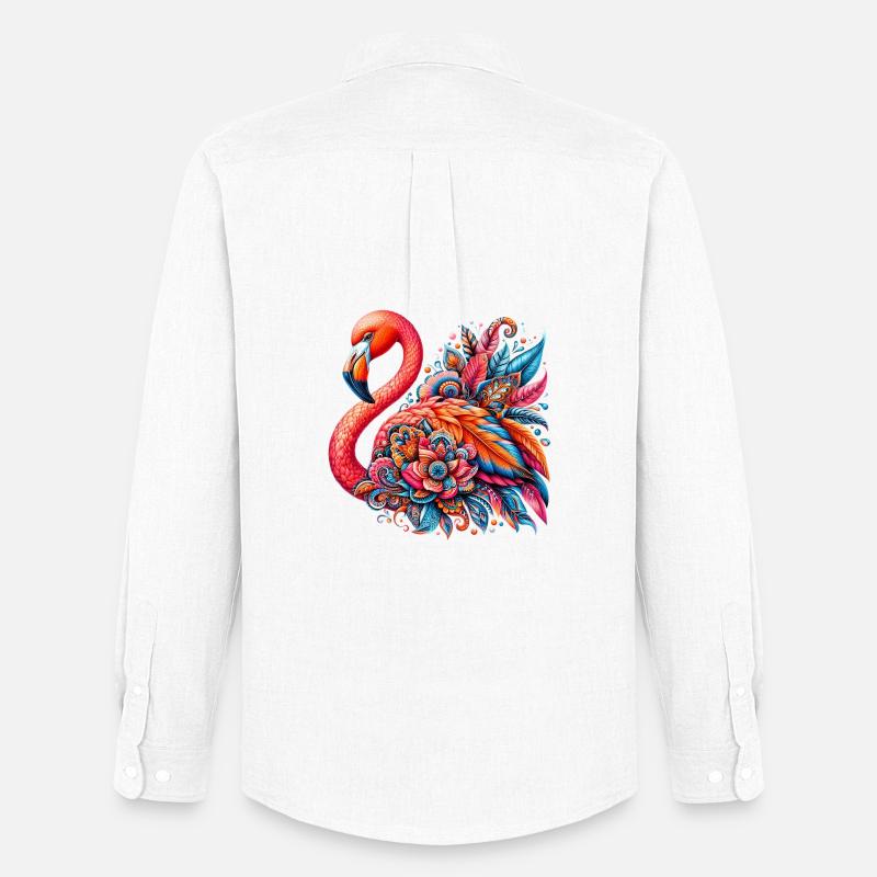 Flamingo - Männer Oxford Hemd von Stanley/Stella - Weiß